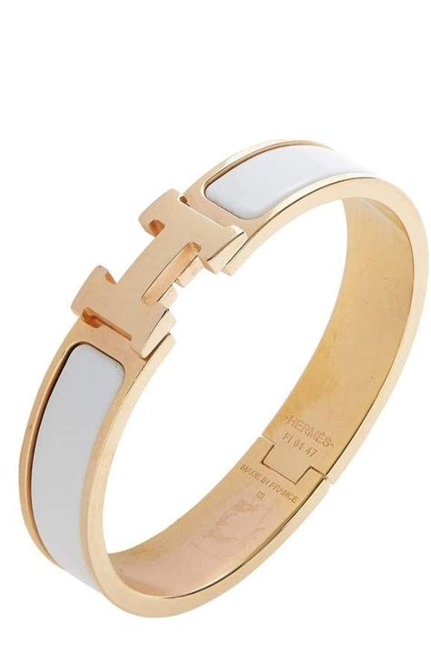 hermes bracelet white and gold|hermes enamel bracelet white.